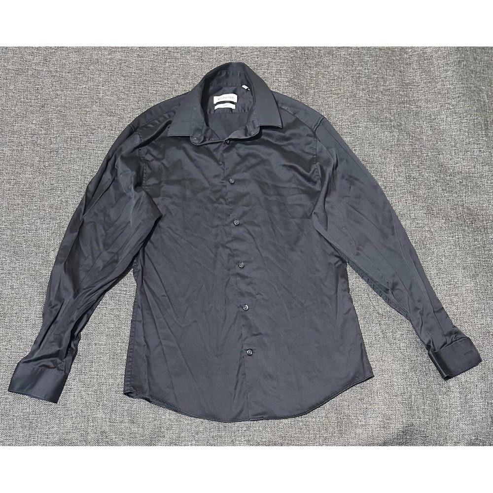 Calvin Klein Men's 15 32/33 M Black Long Sleeve Shirt